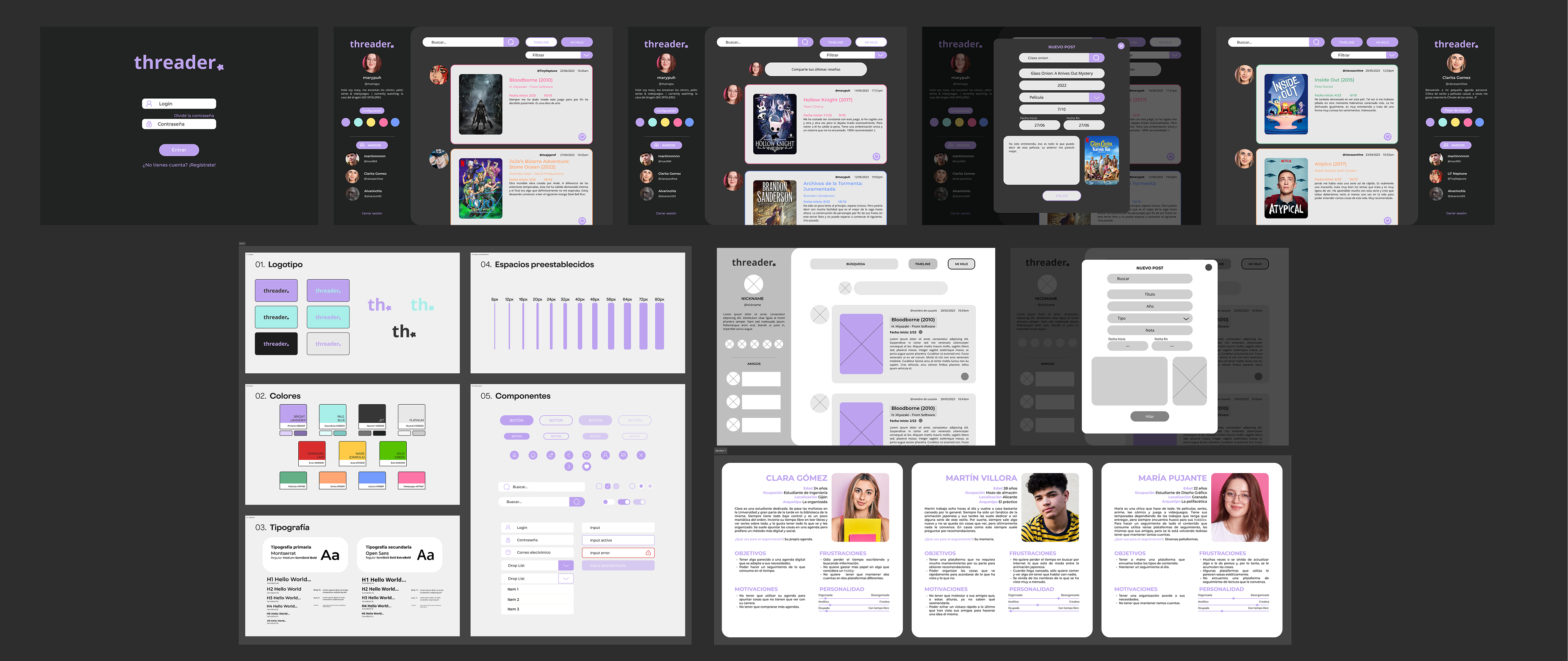 Project Wireframes, Mockups and some Design System Screenshots